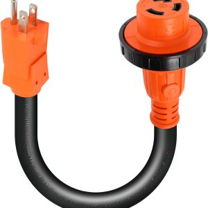 RV Power Adapter 15 Amp to 30 Amp RV Adapter, NEMA 5-15P Male Plug to L5-30R Female Receptacle Camper Electrical Adapter with Ergonomic Handle, 13 Inch 30 amp rv Plug, ETL Listed Power Connector