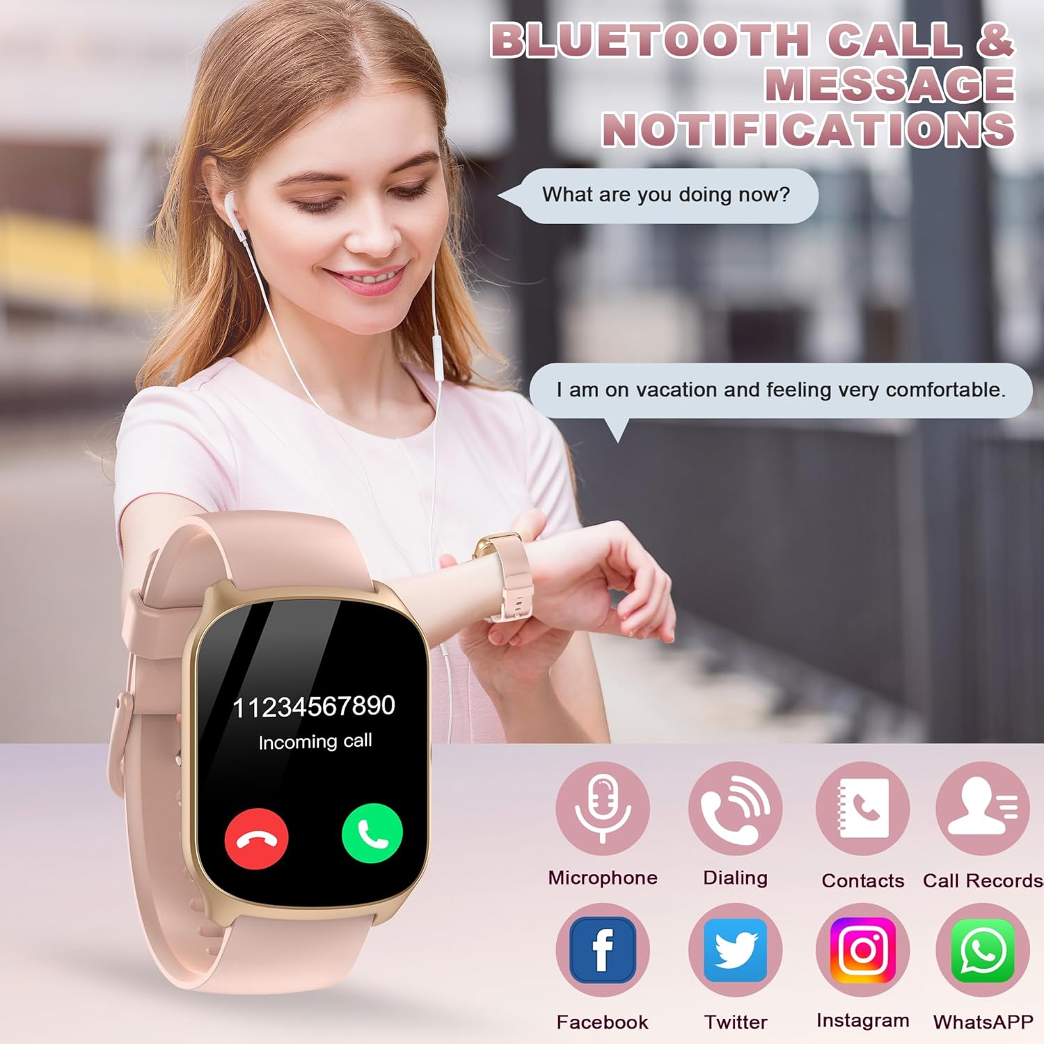 Smart Watch for Men Women, 1.95'' HD Curved Screen Smartwatch(Answer/Make Call), Fitness Tracker with 112 Sport Modes, IP68 Waterproof Fitness Watch with Heart Rate/Sleep Monitor/Pedometer, Pink - Image 2